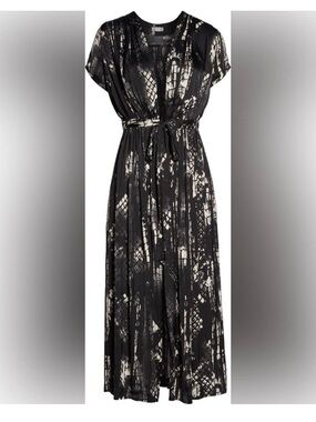 Intimately Free People So Long Tie Front Robe Coverup Black Print M Versatile